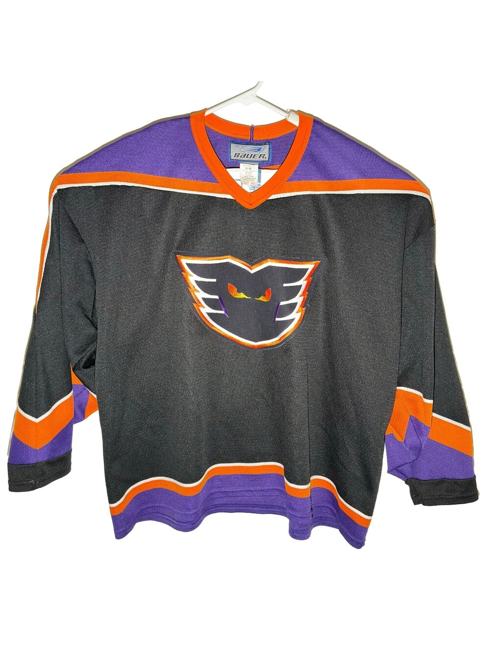 Vintage AHL Philadelphia Phantoms Bauer Hockey Jersey XXL Black Purple #5 EUC